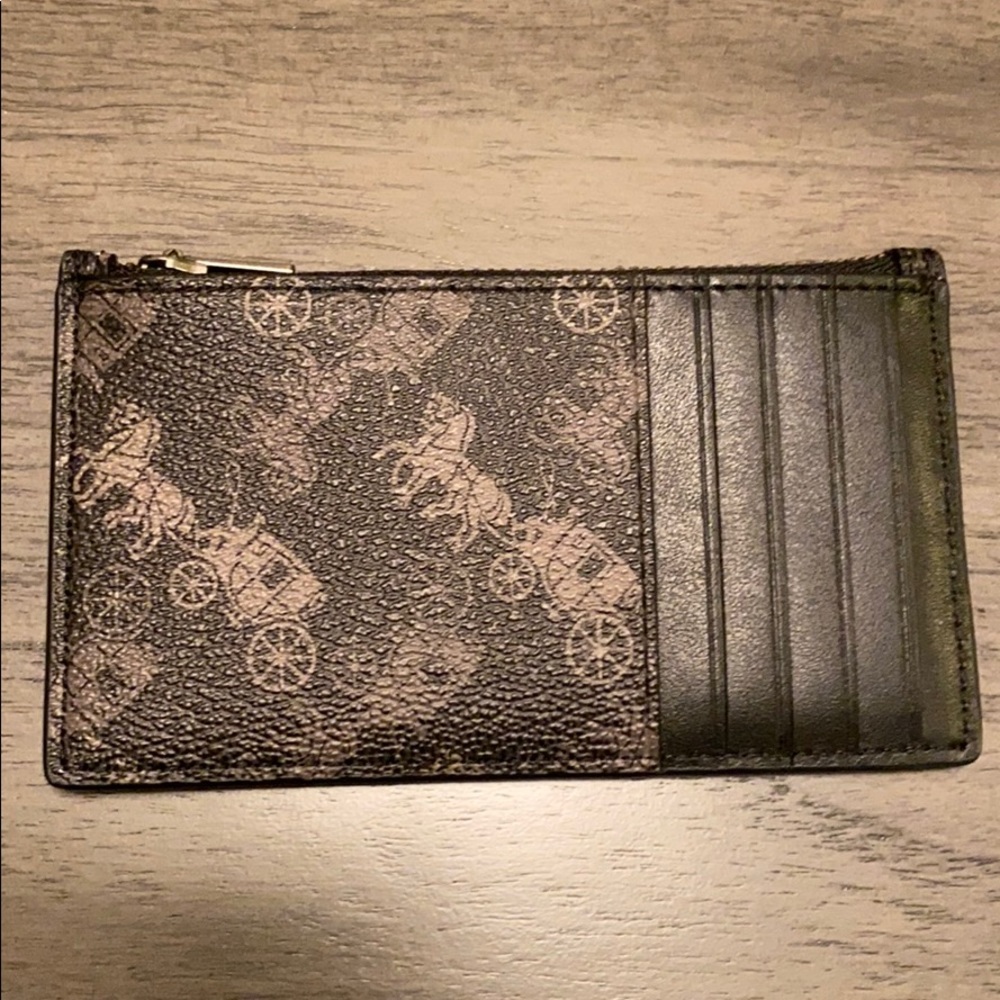 Coach zip card case with horse and carriage print